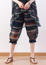 summer new original design loose stripes  chiffon casual seven points harem pants - SooLinen