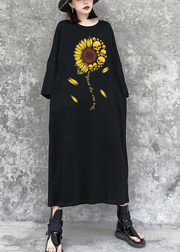 Gothic Sunflower Black Maxikleid