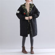 thick black winter parkas plus size hooded snow jackets Fine pockets winter coats