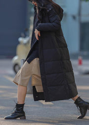 thick black women parka plus size warm winter coat hooded zippered winter outwear - SooLinen