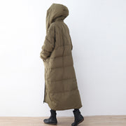 thick blackish green Puffers Jackets plus size clothing down coat Casual hooded overcoat warm thick