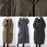 dicke schwarzgrüne Puffers Jacken plus Größenkleidung Daunenmantel Lässiger Kapuzenmantel warm dick