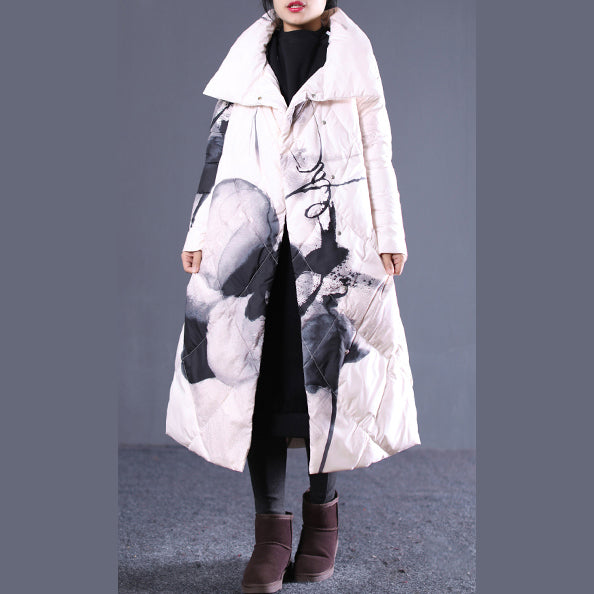 thick light nude print quilted coat stand collar Puffers Jackets Elegant pockets zippered Puffers Jackets
