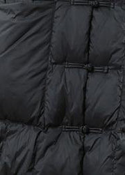 fine  Loose fitting long coat winter jacket black stand collar Chinese Button woolen outwear - SooLinen