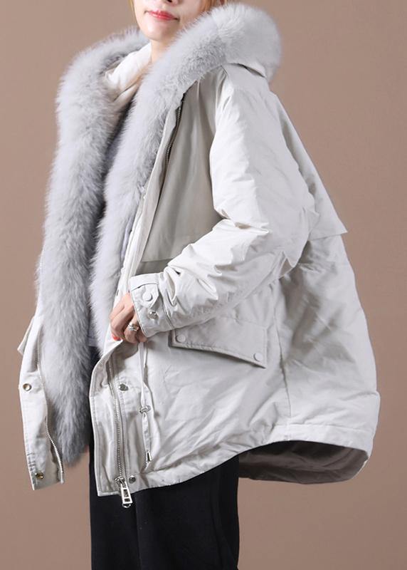 Loose fitting warm winter coat hooded drawstring parkas - SooLinen
