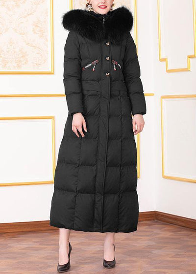 fine Loose fitting winter jacket winter coats black hooded casual outfit - SooLinen