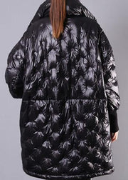 fine black duck down coat plus size stand collar winter jacket Batwing Sleeve New overcoat - SooLinen