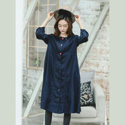 fine blue maxi coat plus size clothing peter pan Collar Winter coat boutique long sleeve baggy Coat
