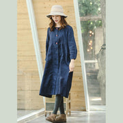 fine blue maxi coat plus size clothing peter pan Collar Winter coat boutique long sleeve baggy Coat