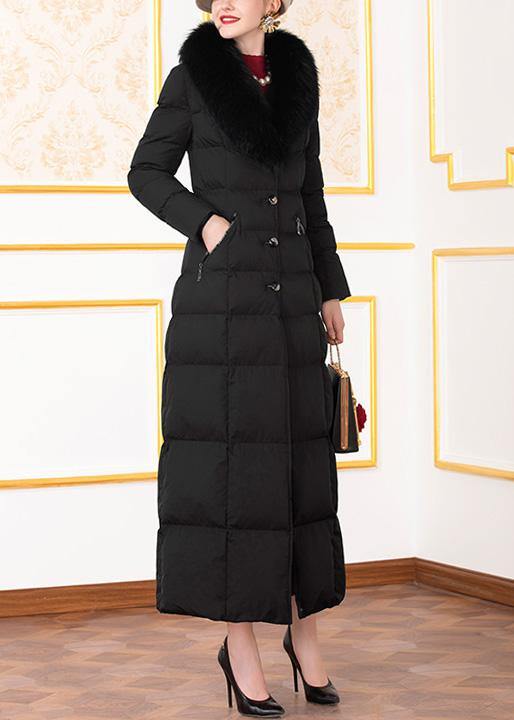 fine casual Jackets & Coats thick overcoat black fur collar coats - SooLinen