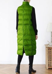 fine green back side winter parkas plus size clothing winter jacket stand collar sleeveless winter outwear - SooLinen