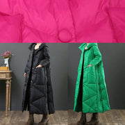 fine green warm winter coat oversize down jacket hooded Button Down women Jackets - SooLinen