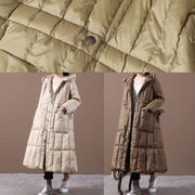 khaki down jacket woman plus size Winter womens parka hooded pockets New Jackets - SooLinen