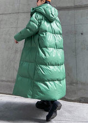 plus size clothing down jacket outwear green hooded zippered winter outwear - SooLinen