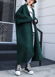 fine plus size clothing winter outwear blackish green thick Wool coats - SooLinen