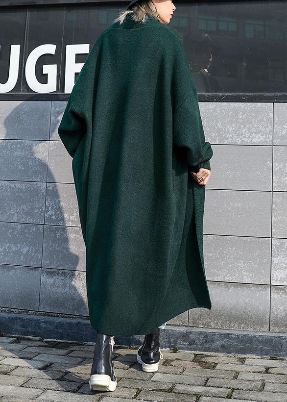fine plus size clothing winter outwear blackish green thick Wool coats - SooLinen
