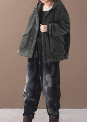 fine plussize snow jackets hooded outwear green short women coats - SooLinen