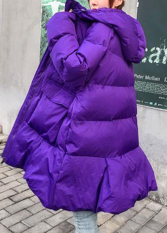fine purple overcoat oversize Jackets & Coats hooded winter winter coats - SooLinen