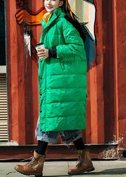 fine trendy plus size snow jackets embroidery overcoat green hooded duck down coat - SooLinen