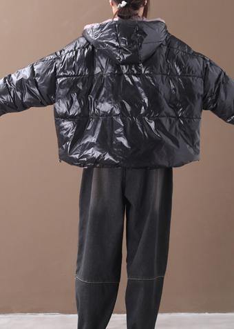 fine trendy plus size snow winter coats black hooded thick winter coats - SooLinen