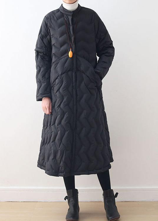 fine trendy plus size womens parka high neckJackets black whiteWear on both sideswarm winter coat - SooLinen