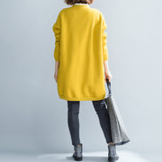 fine yellow cotton tops trendy plus size cotton o neck print Button Down t shirt