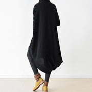 two pieces black knit dresses asymmetrical winter dress asymmetrical design 2021 winter
