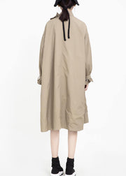 two ways to wear Fashion asymmetriccoats women khaki Midi jackets - SooLinen