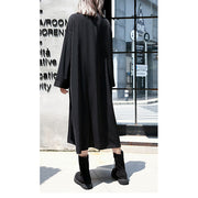 vintage black caftans oversized Turn-down Collar fall dresses Elegant patchwork baggy dresses
