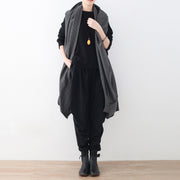 vintage black maxi coat oversize asymmetrical hem cardigans & Coats boutique sleeveless coats