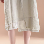 vintage cotton gown plus size Short Sleeve Fake Two-piece Summer Casual Khaki Dress