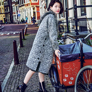 vintage gray Wool Coat Loose fitting Notched long coat 2018 side open coat