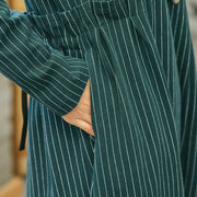 vintage green striped dresses trendy plus size pockets vintage o neck dresses
