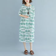 vintage linen sundress Loose fitting Short Sleeve Round Neck Pockets Summer Dress