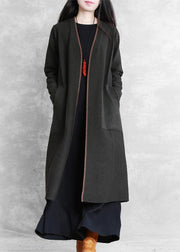 vintage oversize maxi coat dull green pockets Coats - SooLinen