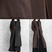 vintage oversize maxi coat dull green pockets Coats - SooLinen