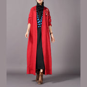 Vintage rote Mäntel plus Größe Stickerei baggy Trenchcoat Vintage seitlich offene Mäntel