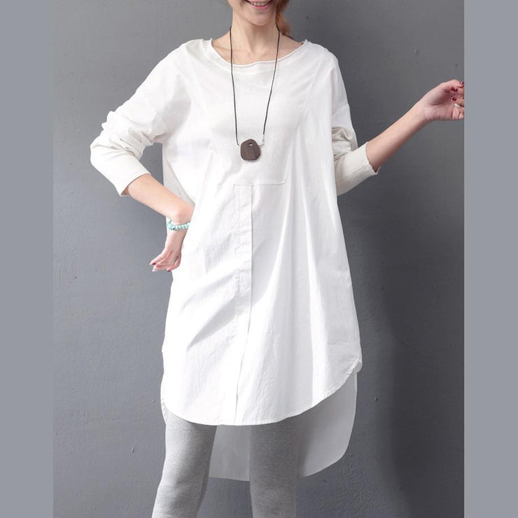 vintage white natural cotton dress plus size holiday dresses Fine long sleeve O neck patchwork cotton clothing dresses