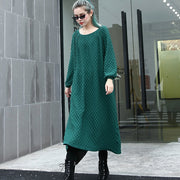 warm green sweater dresses casual O neck pullover sweater fine long sleeve sweater