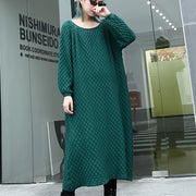 warmer grüner Pullover Kleider lässiger Pullover mit O-Ausschnitt, feiner Langarm-Pullover
