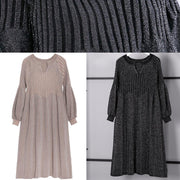 warm khaki sweater dress oversized v neck winter dress New baggy Cinched winter dresses