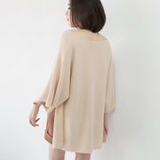 warm nude cozy sweater casual V neck knitted blouses casual Batwing Sleeve fall blouse