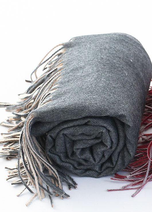 warm women tassel gray scarves small fresh imitation cashmere scarf - SooLinen