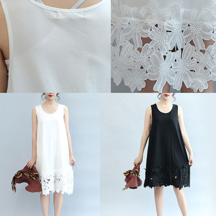 white casual cotton dresses plus size sundress sleeveless maxi dress