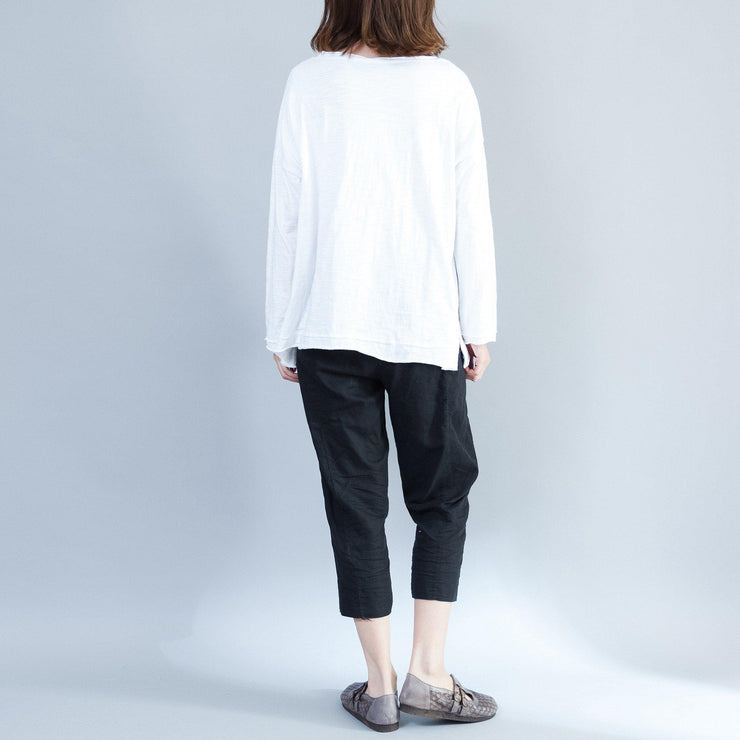 white fashion cotton tops oversize long sleeve blouse