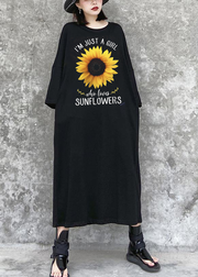 Gothic Sunflower Black Maxi Dress
