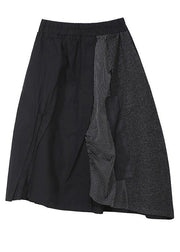 winter 2019 women cotton casual pants high waist patchwork asymmetric skirts - SooLinen