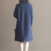 winter dark blue brief cotton blended sweater dresses plus size casual knit dress
