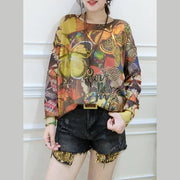winter new alphabet butterfly print sweater oversize casual batwing sleeve knit tops