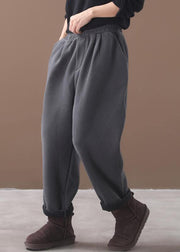 winter thick gray cotton pants elastic waist women harem pants - SooLinen